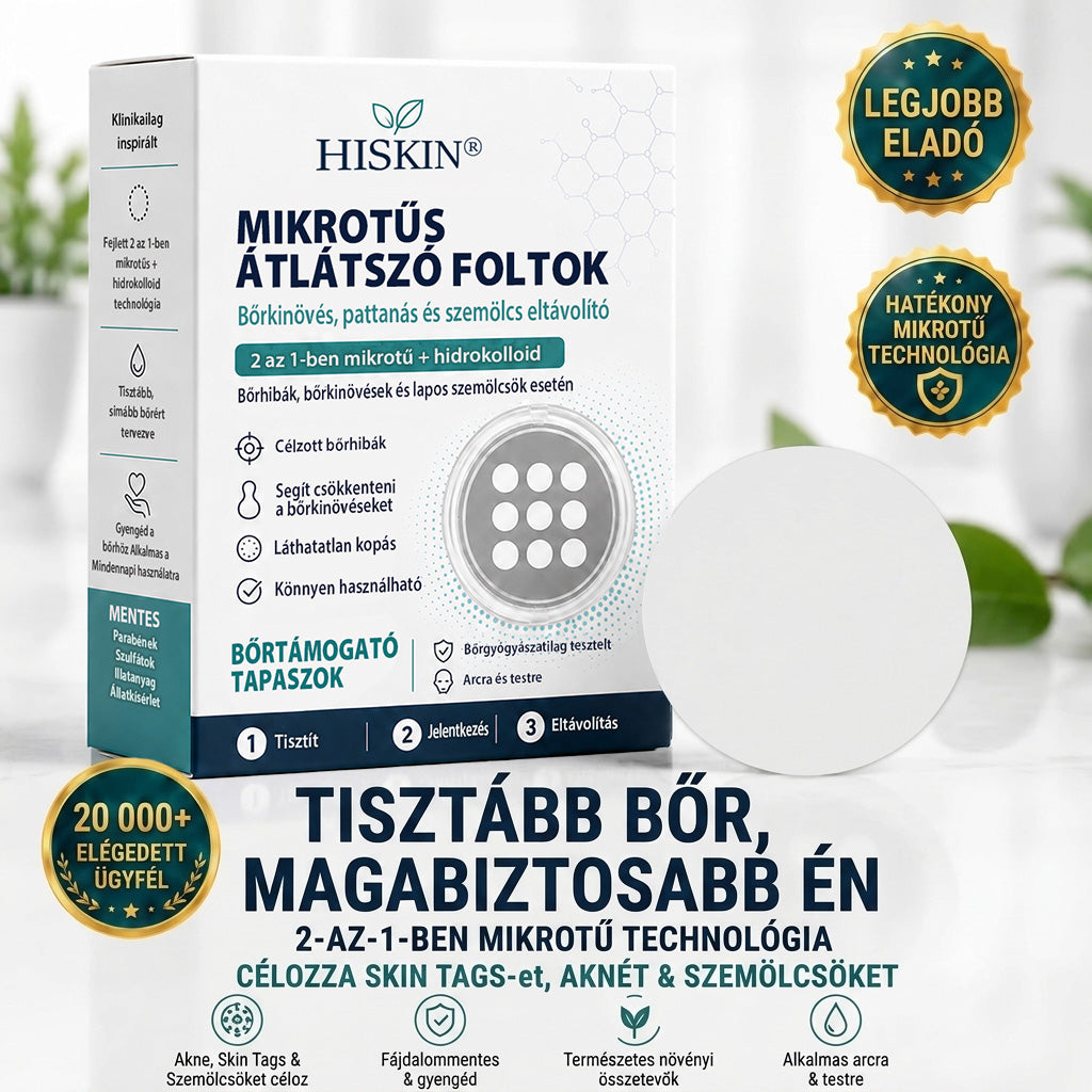✨HISKIN® 2 az 1-ben mikrotűs és hidrokolloid tapasz🍀 | Kiemelkedő anyajegyek, pattanások, lapos szemölcsök és bőrcimpák eltávolítására | Segít csökkenteni a ráncokat, hegeket és foltokat | Láthatatlan tapasz arcra és testre